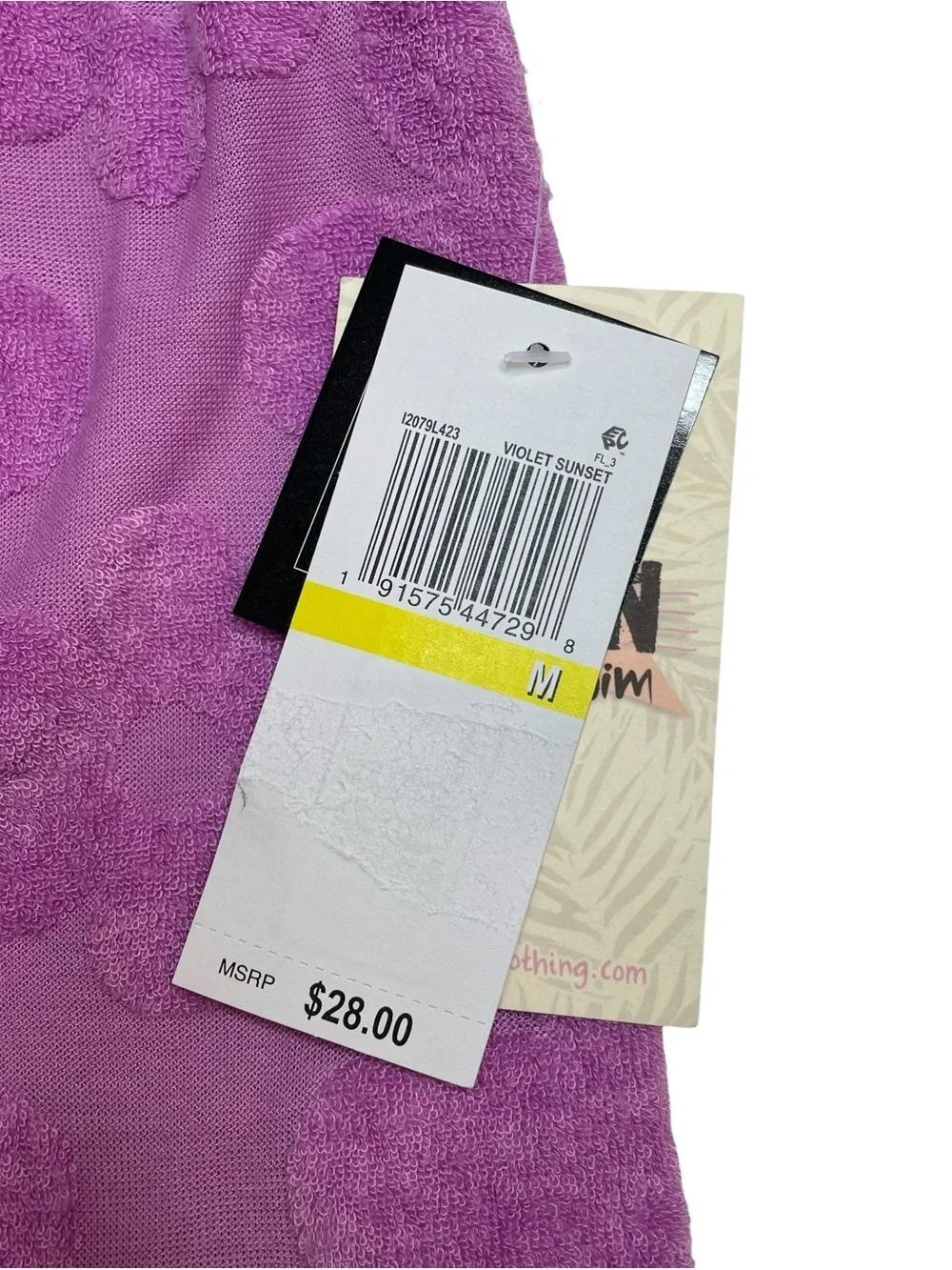 Miken Swim Cropped Velour Tank Top Swim Cover Up Violet Sunset Floral Medium New